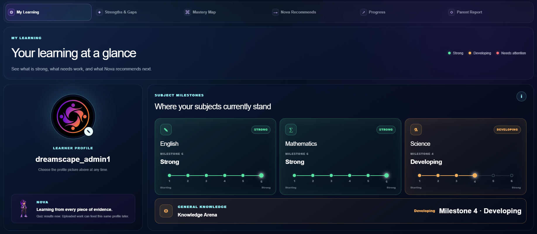 NOVA+ MY LEARNING screenshot